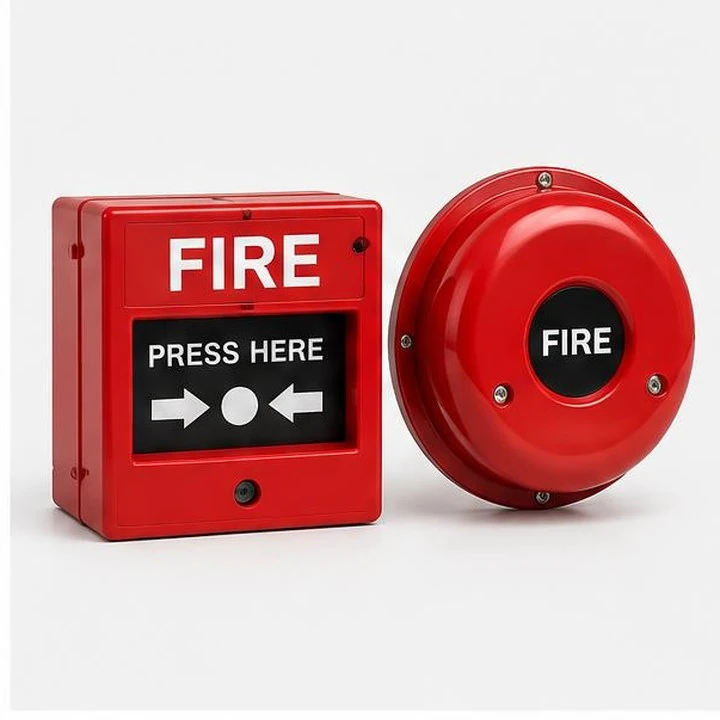 Representative product view of fire alarm/emergency signage on a clean neutral background