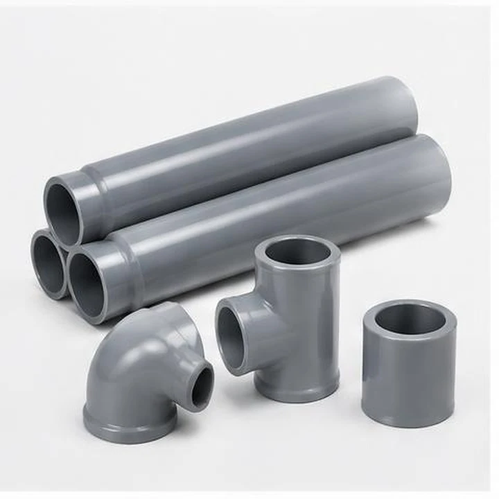Representative product view of pvc pipes & fittings on a clean neutral background