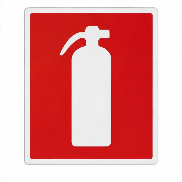 Representative product view of fire equipment identification signs on a clean neutral background