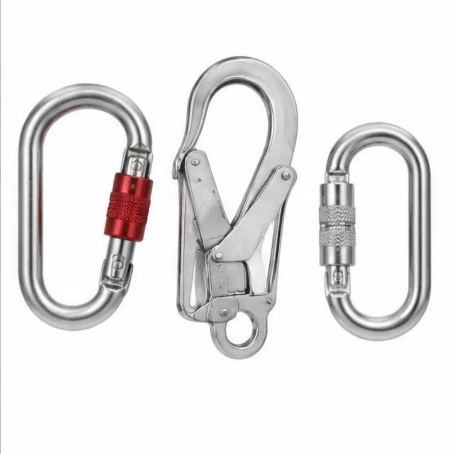 Representative product view of karabiners and connectors on a clean neutral background