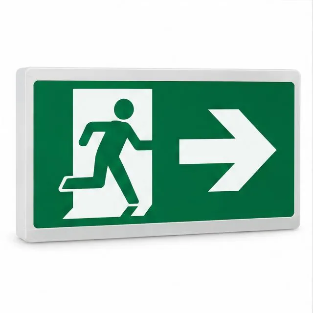 Representative product view of photoluminescent safety signs on a clean neutral background